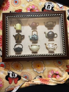 Vintage Decorative Teapot Collection Wall Art - Brown Frame by Mann - Shadow Box